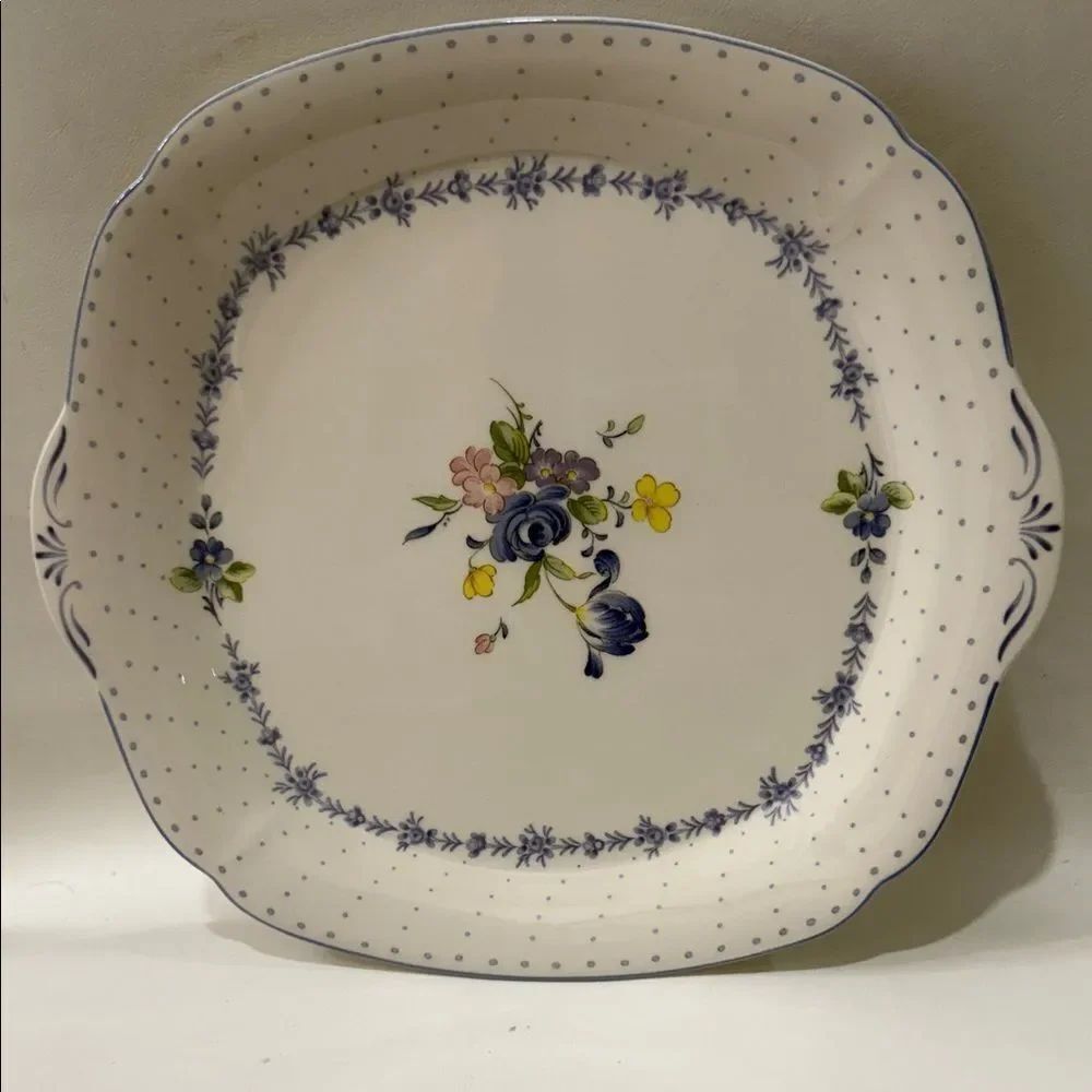 Nikko Fine Tableware Ceramics Blue Yellow Floral Serving Platter 9 1/2 X 10 In